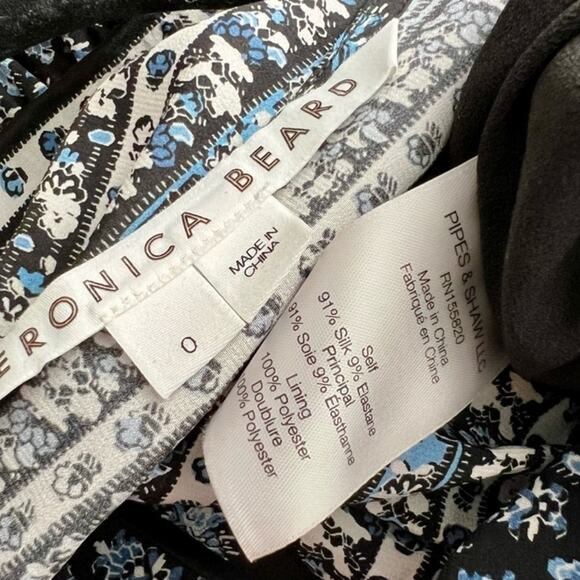 Veronica Beard Zaria Long Sleeve Mini Dress Ruched Floral Silk Bodycon US 0 - Picture 11 of 11